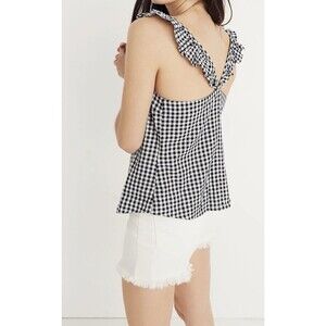 Madewell Women's Ruffle-Strap Cami Top in Gingham Check Size 4